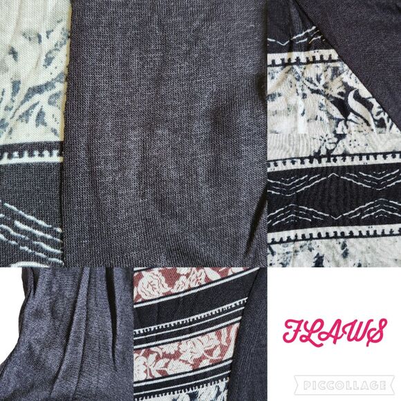 PERSAYA Black White Orange Brown Mixed Print Short Sleeve Top L - Picture 8 of 11